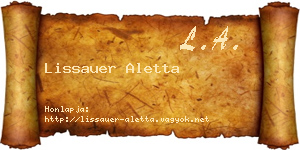Lissauer Aletta névjegykártya